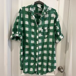 Green and White Checkered Women's Dress